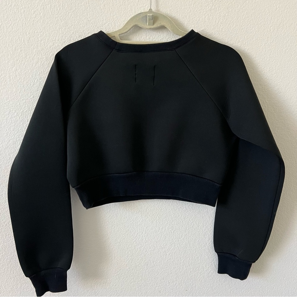 UNIF Black Holographic Neoprene Crop Sweatshirt Grunge Y2K Goth Small - Picture 10 of 16